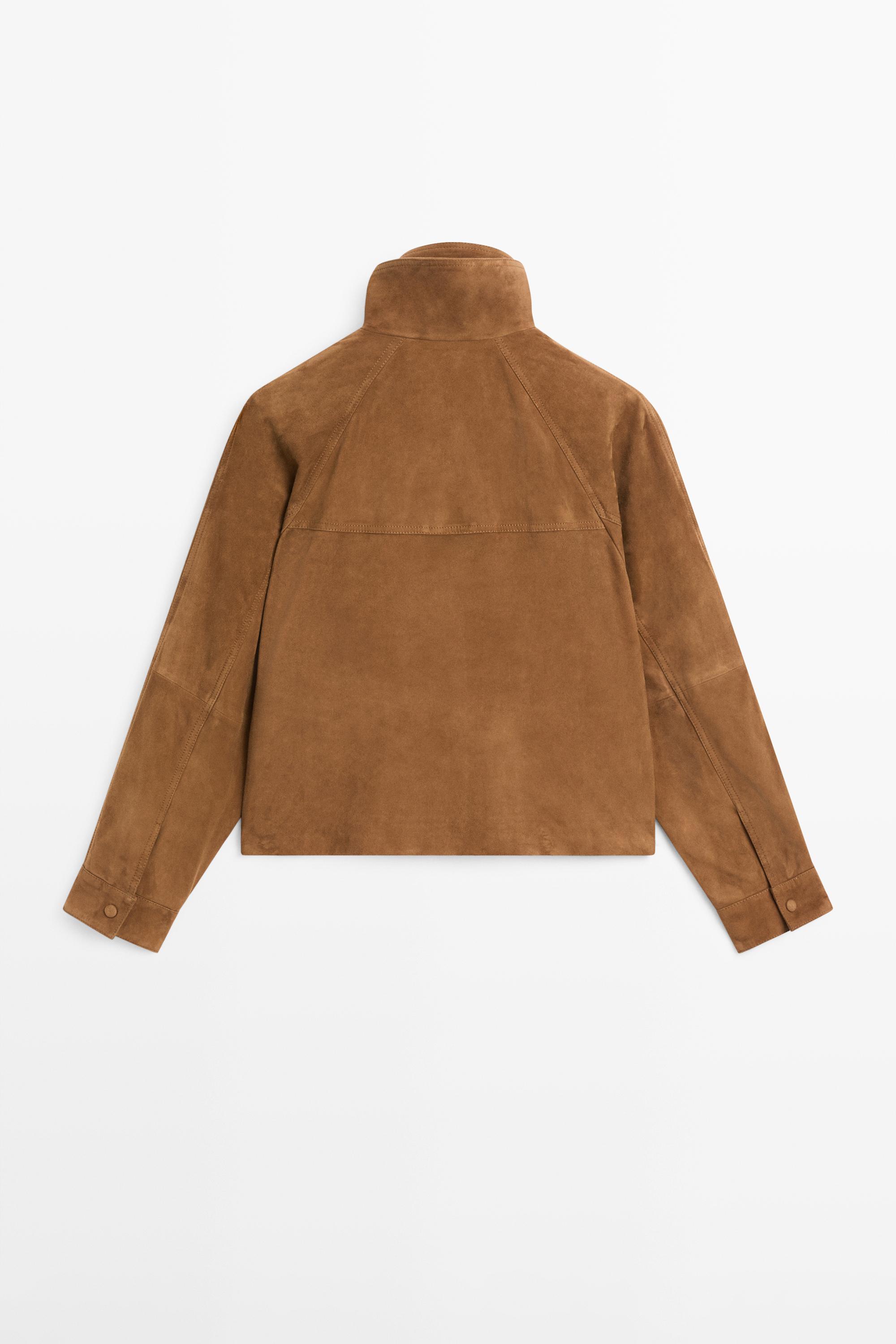 Suede leather jacket with buttons